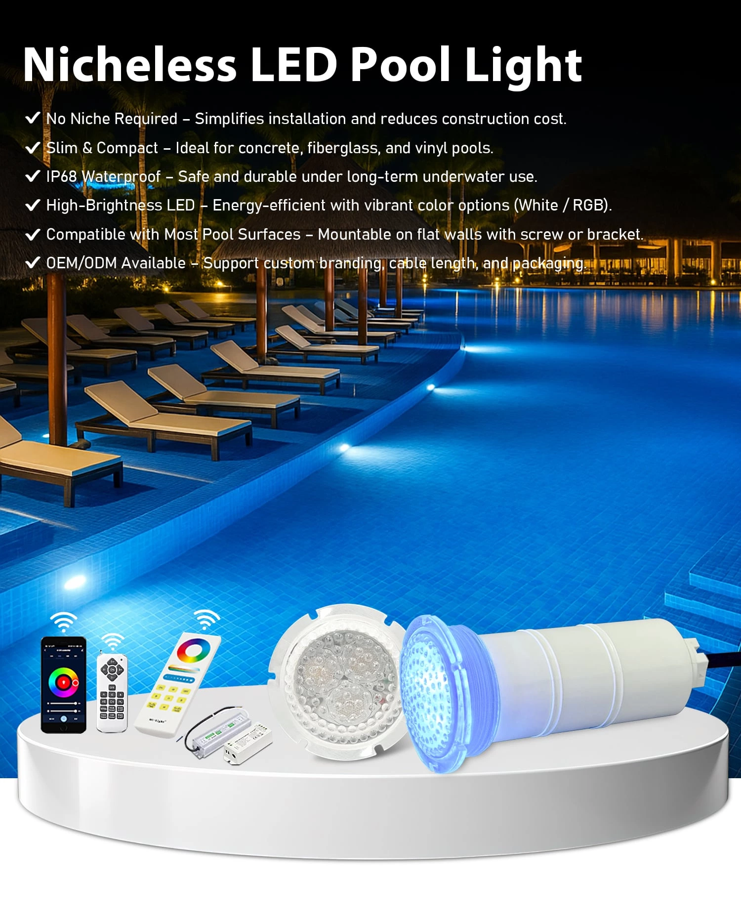 Nicheless Led Pool Light