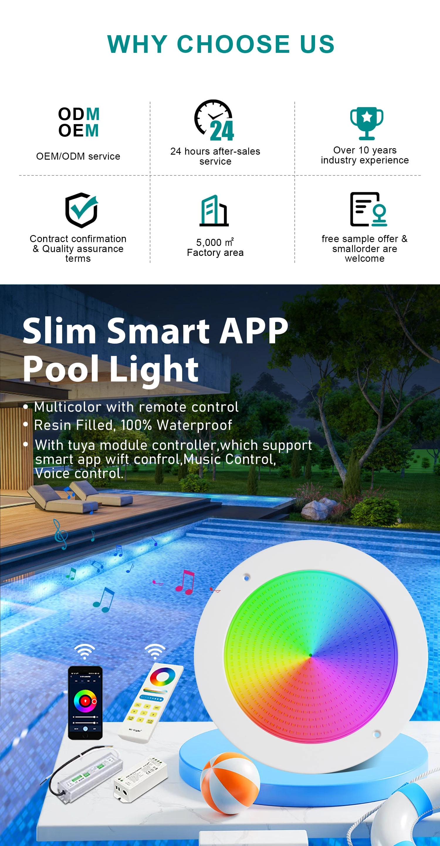 Luz LED ultradelgada para piscina